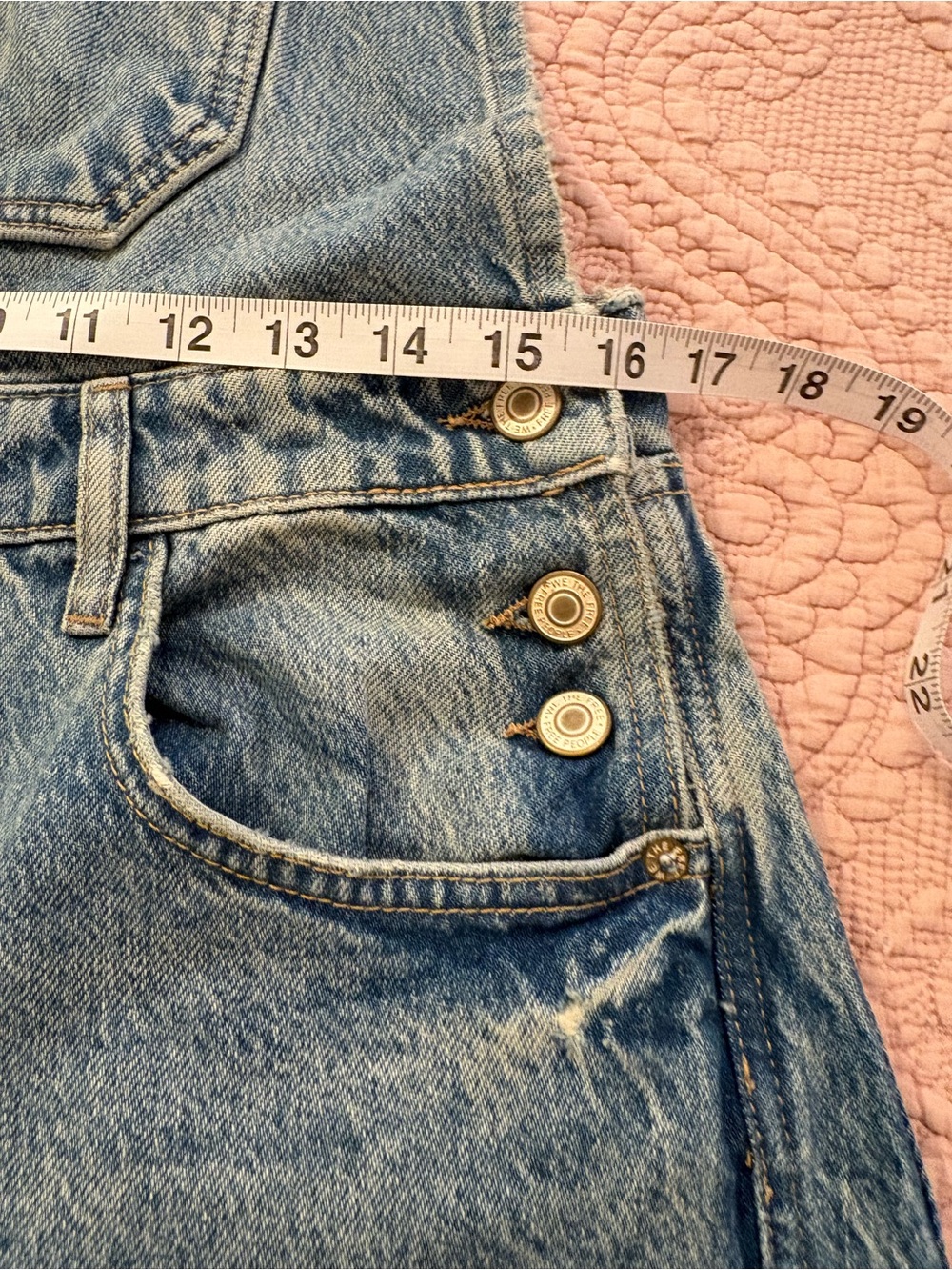 NWOT We The Free Good Luck Barrel Light Blue Denim Overalls - Picture 10 of 11